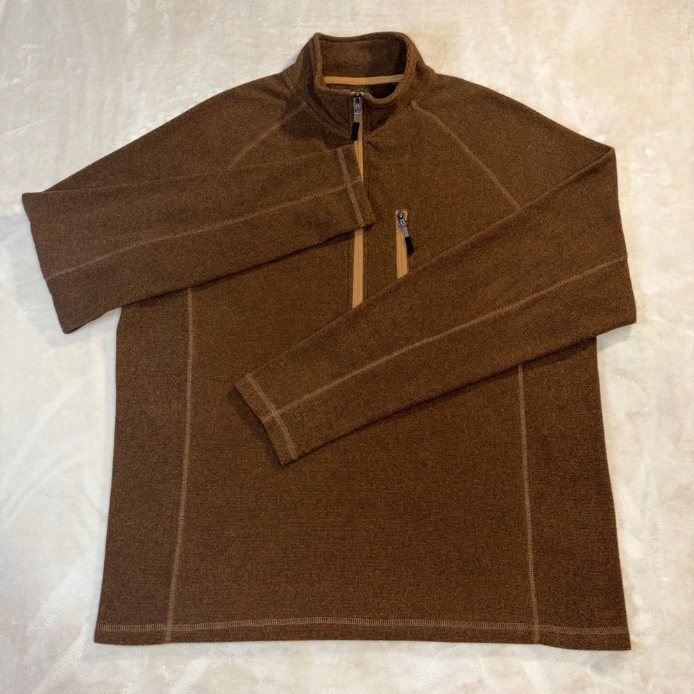 Stillwater Supply Co Mens Brown Heather Quarter Zip Fleece Large Hunting Hiking